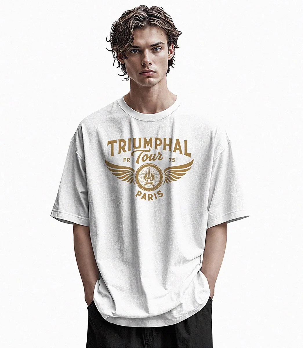 White Triumphal Tour t-shirt, gold logo on the chest